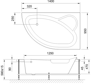 Акриловая ванна Royal Bath Alpine правая 140x95см белый RB819103R